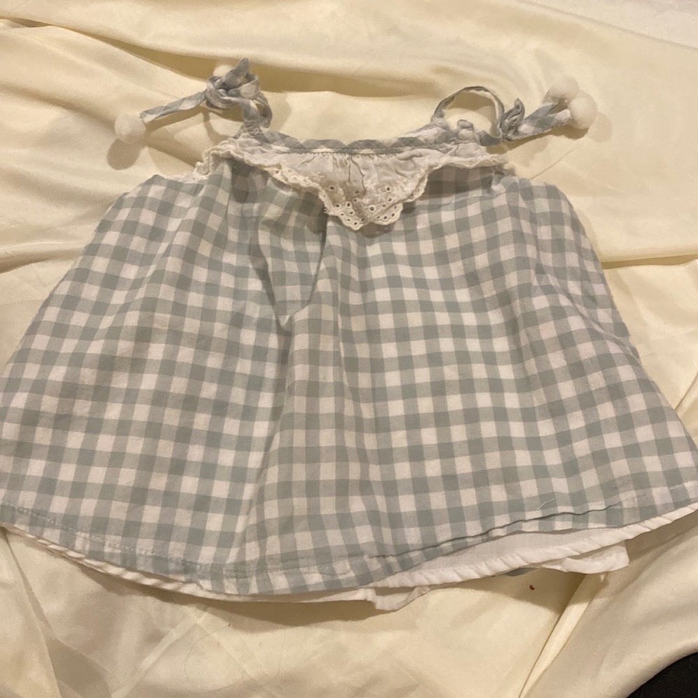 ❤️3/$30❤️Tommy Bahama Pom Pom Tie Checked Tank Size 12mths